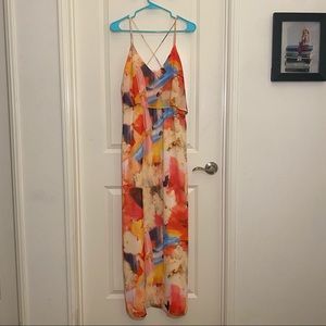 Printed Maxi dress with Cross-over Straps